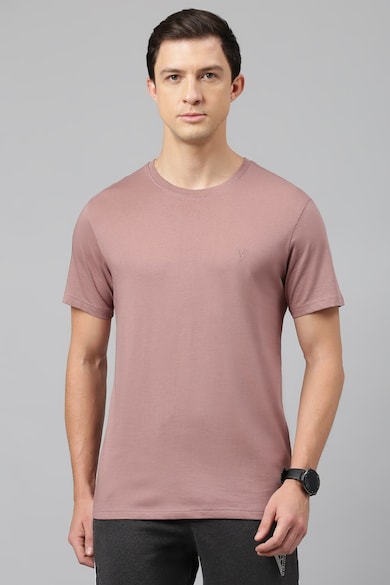 Buy Men Pink Solid Crew Neck T-Shirts Online - 928745 | Van Heusen