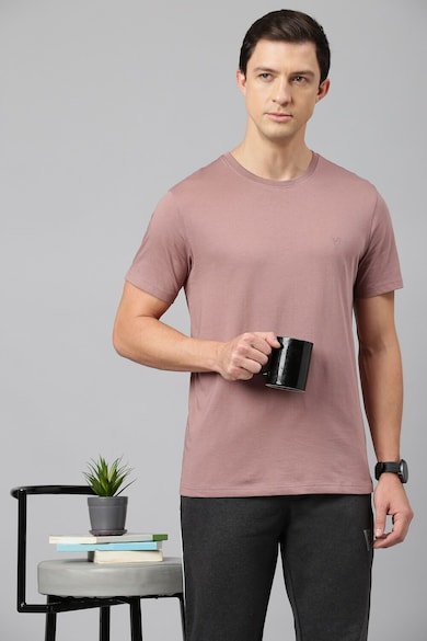 Buy Men Pink Solid Crew Neck T-Shirts Online - 928745 | Van Heusen