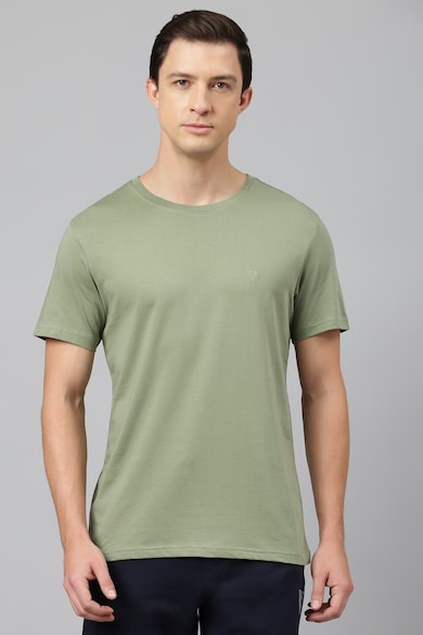 Buy Men Green Solid Crew Neck T-Shirts Online - 928749 | Van Heusen