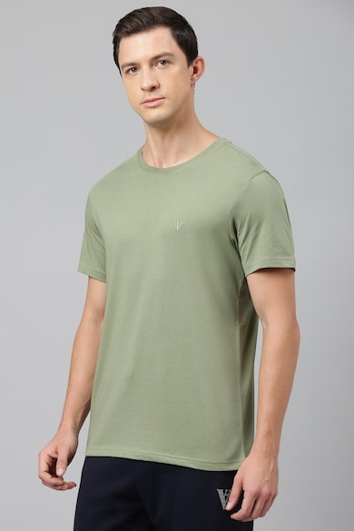 Buy Men Green Solid Crew Neck T-Shirts Online - 928749 | Van Heusen